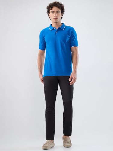 Image of Park Avenue Men Slim Fit Solid Pattern Cotton Polyester Blend Half Sleeve Polo Neck Casual T-Shirt