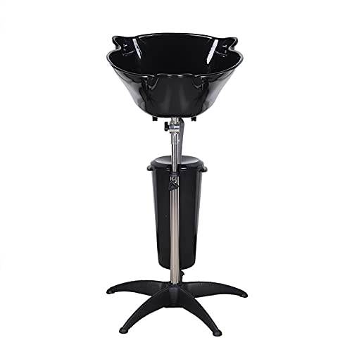 CRYBY Hair-Washing Water Basin Kit, 180° Adjustable Angle Shampoo Bowl Salon Deep Shampoo Basin Sink with Adjustable Height 38.2-52.4 In, Freestanding Barber & Stylist Hair Washing Station, 2.64Gal