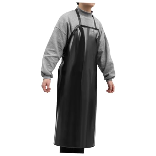 CIYODO Waterproof Apron Grill Apron for Men Work Apron Spill Baggy Overalls for Women Shower Squeegee Acid Resistant Apron Restaurant Apron Safety Dog Overalls Kitchen Apron Black