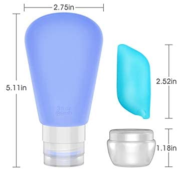 Maharsh 4Pcs Travel Silicone Bottles Set - 90ml Portable Silicone Travel Bottle Lotion Shampoo Cosmetic Empty Mini Tub Containers Squeezable Bottle for Shower Gel, Liquide Soap,Toiletries 1