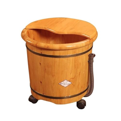 Cuba de Madera para Pie con Rueda y Tapa para Pedicura