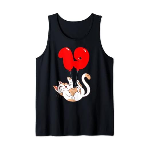 Gato feliz - 19 Cumpleaños - Fiesta De Globos Camiseta sin Mangas