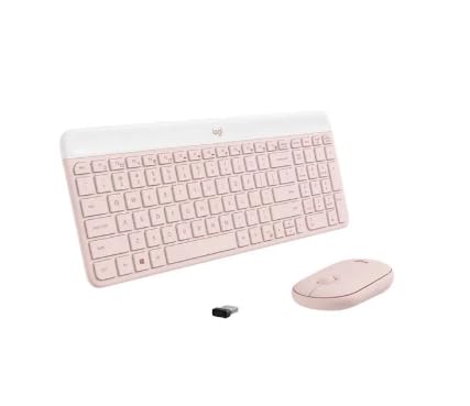 Logitech MK470 Draadloze Toetsenbord- En Muis Combo – Stil, Compact, Met USB-ontvanger In Roze