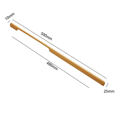 Door Handle Pulls, Matt Gold Aluminum Alloy T Bar Kitchen Cabinet Cupboard Drawer Pulls, Door Knobs, Furniture Door Knobs Hole Center 480mm, 2 Pcs - Image 2