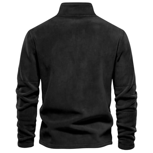 Men's Polar Fleece Stand Collar Half Zip Long Sleeve Pullover, Quarter Zip Long Sleeve Winter Warm Pullover Sweater2