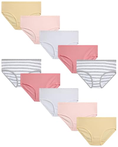 Laura Ashley Girls Underwear Briefs - 10 Pack Soft Comfort Stretch Breathable Cotton Underwear Panties for Girls (Sizes:4-12)