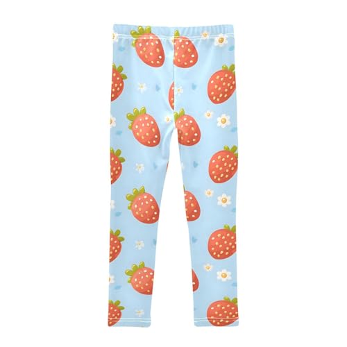 Strawberries Daisies Girls Leggings Soft Stretch Workout Yoga Dance Pants for Kids Casual Tights2