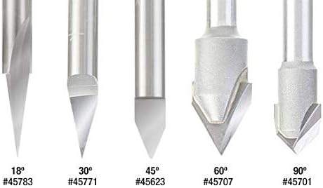 Amana Tool - AMS-159 5-Pc Solid Carbide & Carbide Tipped 18, 30, 45, 60 & 90° V-G