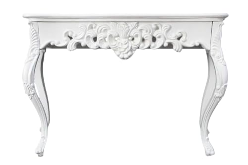 Finition antique Luxueux Buffet baroque Rococo Table murale Console romantique Florence Blanc...