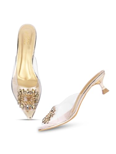 Image of JM LOOKS Comfortable and Stylish Kitten Heels Transparent Upper Sandals For women and Girls