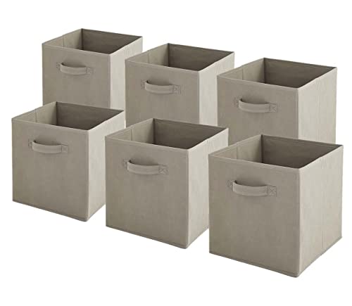 Box and beyond Lot de 6 bacs de Rangement intissés Pliables - Taupe - 27x27x27cm