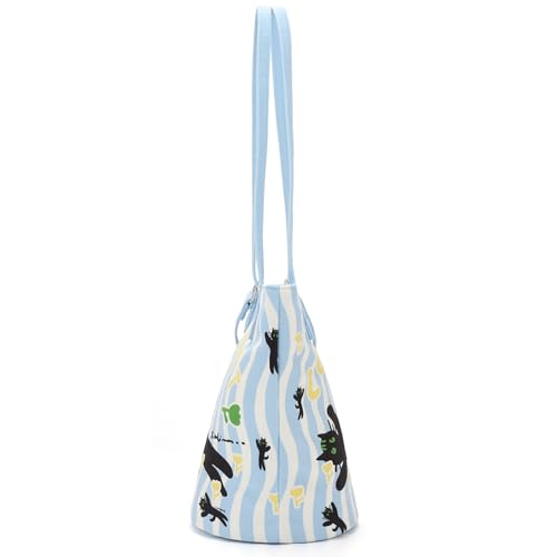 Image of Shoulder Bag for Women, Cotton Canvas Bucket Bags Tote Purse Cute Crossbody Bag Designer Ladies Handbags