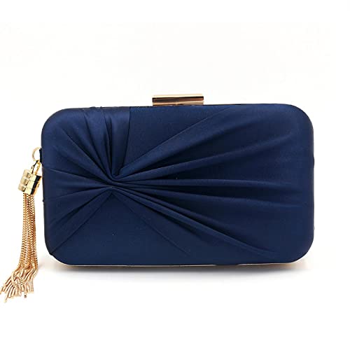 YDoo Embrayage Exquis Party Party Embrayage pour Femme Embrayages féminins Gland Soirée Sac à Main Mode Chaîne Sac à Main Sac à bandoulière Sac à Main de Mariage (Bleu foncé Taille Unique) Cover