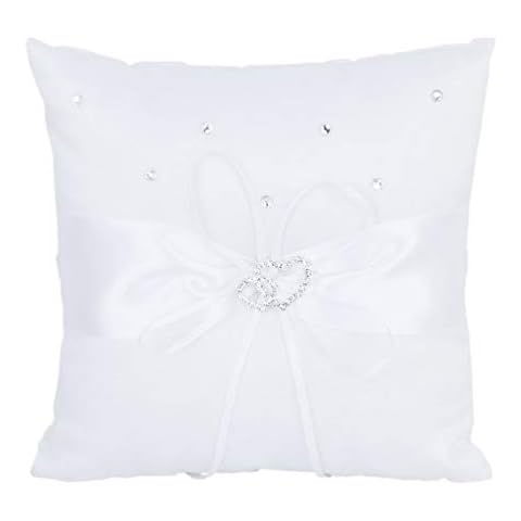BESPORTBLE Satin Wedding Ring Pillow with Flowers Cover