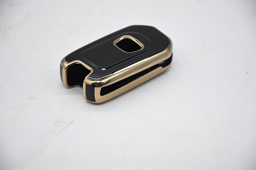 Image of KMH TPU Gold Car Smart Key Cover Compatible for Honda City, Civic, Jazz, Amaze, CR-V, WR-V, BR-V 3 Push Button Smart Key Shell Case Holder, Key Protecter (Black Gold) Pack of 1