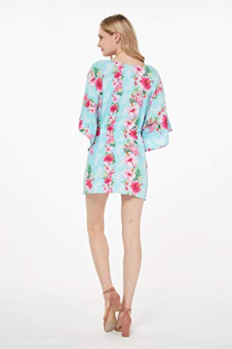 Image of Hawaii Hangover Family Matching Clothes, Pink Hibiscus Vine Turquoise | Family matching Hawaiian outfits, Pink Hibiscus Vine Turquoise, lightweight rayon, machine washable, tropical floral print