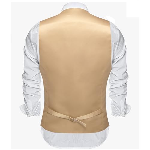 Image of Barry.Wang Vest for Men Business /Leisure Dress Suit Vests V-neck 2 Pockets Wedding Party Tuxedo Satin Waistcoat