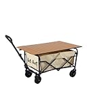 折りたたみテーブル付き中型細幅折りたたみ式キャンプカート