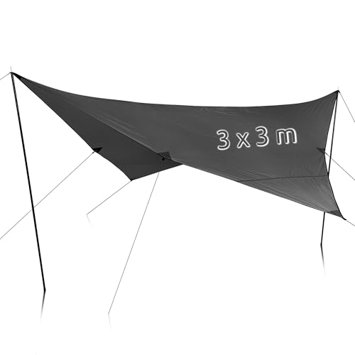 your GEAR Sonnensegel Atrani 3 x 3 m Sonnenschutz Wetterschutz Tarp 2 Auftstellstangen Wasserdicht 5000 mm Grau