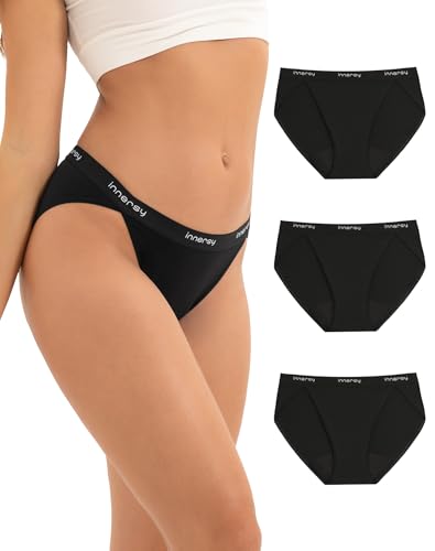 INNERSY Women's Bikini Period Underwear Cotton Menstrual Leakproof Panties 3-Pack