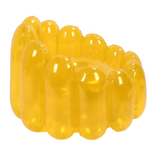 Sofá inflable de PVC impermeable y portátil con dos piezas color amarillo caramelo 6