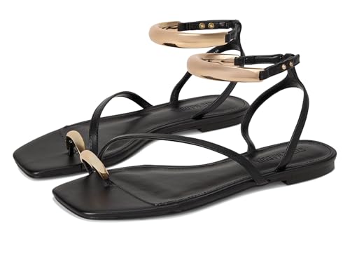 Steve Madden Women's Odyssey Sandal, Black Leather, 8