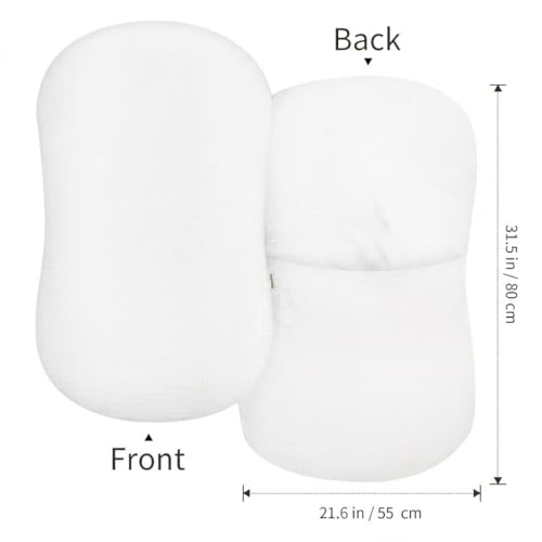 Image of Muslin Baby Lounger Cover 2 Pack, Soft Breathable Newborn Lounger Pillow Cover for Boys Girls Infant (White & White)