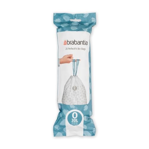 Brabantia Perfectfit Bags O Sacchetti Per Spazzatura, 30L, Bianco, Rotolo Da 20 Sacchetti