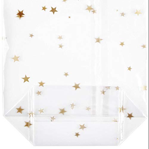 100 Bodenbeutel Sterne Gold 145 x 235 mm PP Beutel Weihnachten...