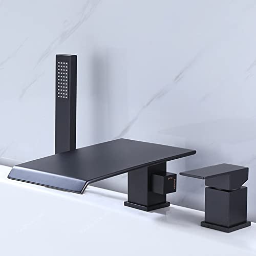 Mitigeur de bain-douche cascade noir avec ensemble de flexibles - 3