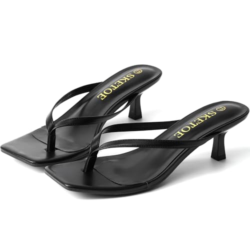 Kitten Heels for Women Square Toe Sandals Flip Flop Heels Thong Sandals Comfortable Summer 2 Inch Heels Sandals2