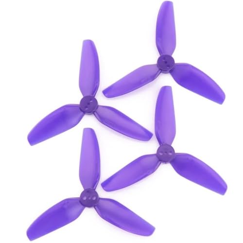 Hélice 3 pales 1.5mm pour drone FPV T3X3X3 3030 RC en lot de 10 paires violettes