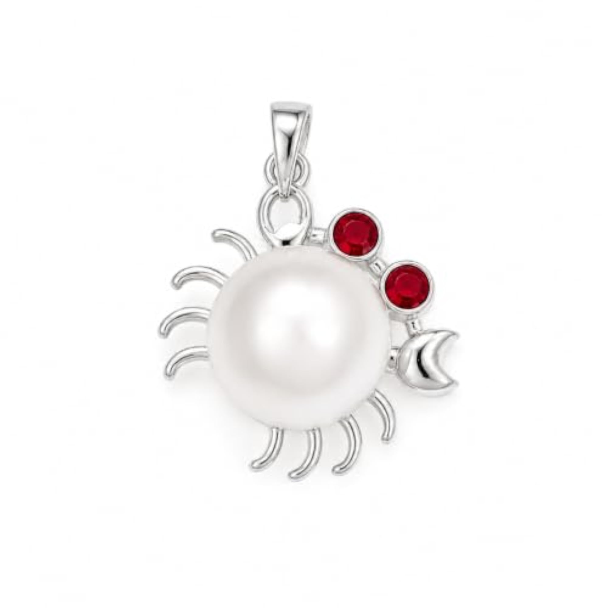 925 Silver Pearl Crab Pendant Necklace, Authenticity Certified