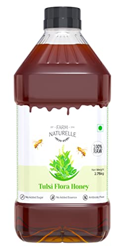 Image of Farm Naturelle Raw Tulsi Honey 2750g| Glass Bottle | 100% Pure Unprocessed & Natural Honey | Ayurvedic & Rich in Vitamins and Minerals | Helps Boost Immunity