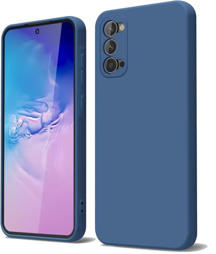 GOGME Funda para OPPO Reno 4 5G (Reno4 5G) Capa con Forro de Microfibra Antiarañazos Líquida Silicona Carcasa Antigolpes Protector Móvil Case Cover, Azul