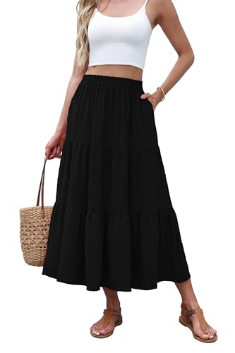 Image of Witsmile High Waist Tiered Skirts for Women Flowy Skirts for Women Long Length with Pockets 2026 Fashion Trendy