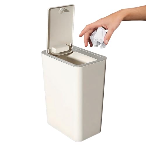 蓋付きゴミ箱,スリムごみバケツ - コンパクトゴミ箱10L - シンク トイレ 職場 家庭 屋内 浴室 寝室 隅用