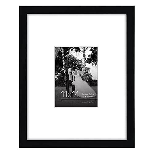 Americanflat 11X14 Picture Frame In Black - Displays 5X7 With Mat And 11X14 Without Mat - Composite Wood With Shatter Resistant Glass - Horizontal And Vertical Formats For Wall #TOP28