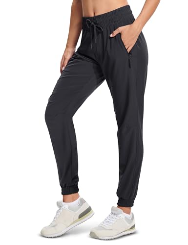 MAGCOMSEN Hiking Pants Women Lightweight Quick Dry Running Athletic Joggers Waterproof Gym Casual Golf Pants Black L