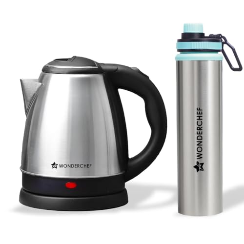 Wonderchef Acura Stainless-steel Kettle 1.5L + Sippy Stainless-steel Bottle,Rapid Water Boiling in 4 Mins,Auto Shut-off,Gift Combo for Diwali and Festivals, Housewarming|1-Year Warranty,1350 Watts Wonderchef Acura Stainless-steel Kettle 1.5L + Sippy Stainless-steel Bottle,Rapid Water Boiling in 4 Mins,Auto Shut-off,Gift Combo for Diwali and Festivals, Housewarming|1-Year Warranty,1350 Watts