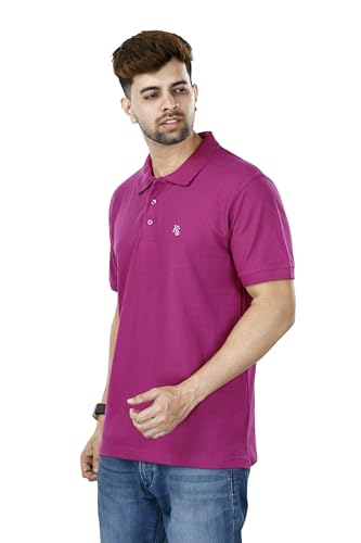 Image of KAUS & SHAN Men's Pure Cotton Regular Fit Solid Half Sleeve Casual & Semi Formal Office Wear Polo T-Shirt