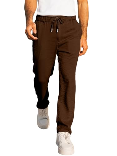 JMIERR Men's Casual Drawstring Pants Elastic Waist Lightweight Pant Summer Beach Trouser with Pockets