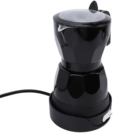 Fabater Electric Coffee Maker 3 Cup Aluminum Octagonal Mocha Pot, Transparent Lid, Easy Operation, for Home Travel Office (Black) — view 4