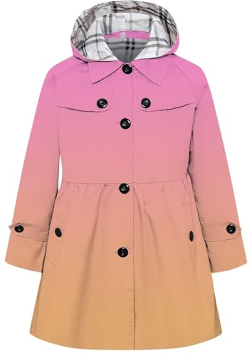 Image of Betusline Girl's Single Breasted Trench Coat Hooded Dress Coat Outerwear, 2-14 Years