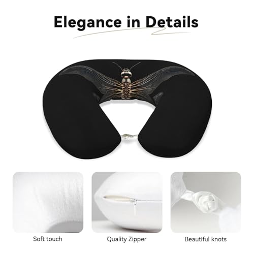 Almohada de viaje negra con funda suave y espuma viscoelástica miniatura 4