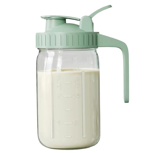 Joygoodta Bouteilles de rangement de lait maternel Pichet lait maternel 34 oz à étanche avec poignée BPA Free Easy Verling en verre Bouteille rangement en verre aléatoire pour réfrigérateur, vert