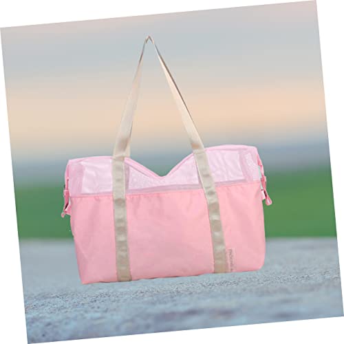 NOLITOY Summer Fashion Mesh Travel Bag Stylish Pink Shoulder Bag for Beach Swimming and Outdoor Activities for Storing Clothing Wallet Phone and Essentials4