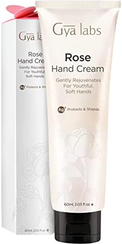 Gya Labs Rose Hand Cream (2 Ounce) Moisturizing For Dry Hands & Cracked Skin - Enriched with Shea Butter & Pure Rose Oil - Travel-sized & Good For Holiday Gifts
