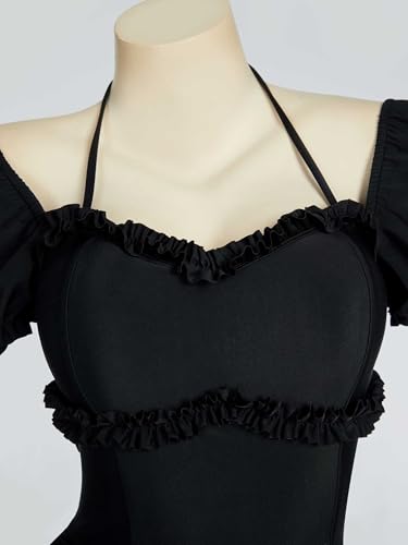 MEOWCOS Goth Swimsuit Vintage Retro Sleeves Bathing Suit Dark Style Gothic Swimsuit4