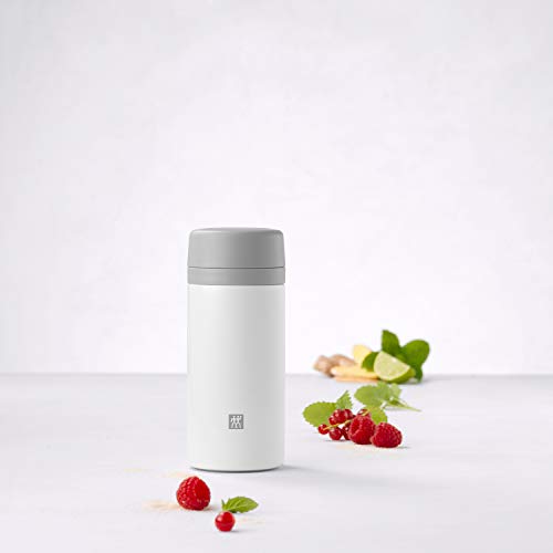 Garrafa Térmica com Infusor 420ml em Aço Inox Cinza e Branco Thermos